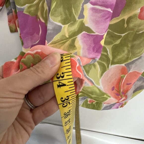 NATORI Vintage Sz MEDIUM short Robe Neiman Marcus 80s 90s floral Multicolor - Picture 7 of 8